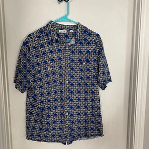 ROWM Stylish Blue Patterned Casual Shirt